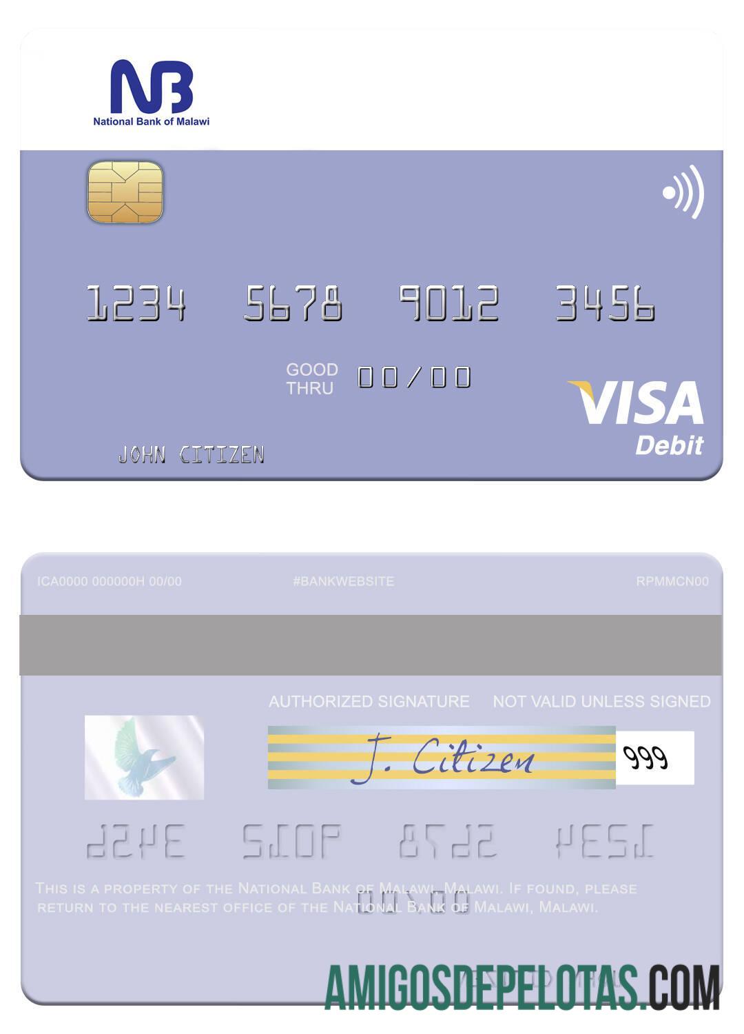 Malawi National Bank Of Malawi Visa Debit Card sample